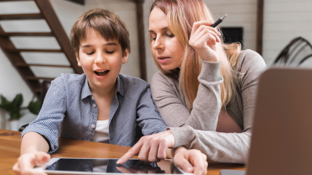 Parent viewing child performance on a school app