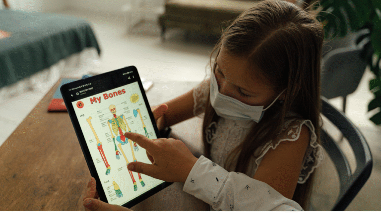 A girl learning from the device shows the power of Al
