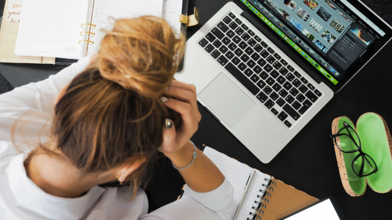 A girl having challenges in learning the computer.