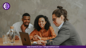 Administrators discussing about erp for schools